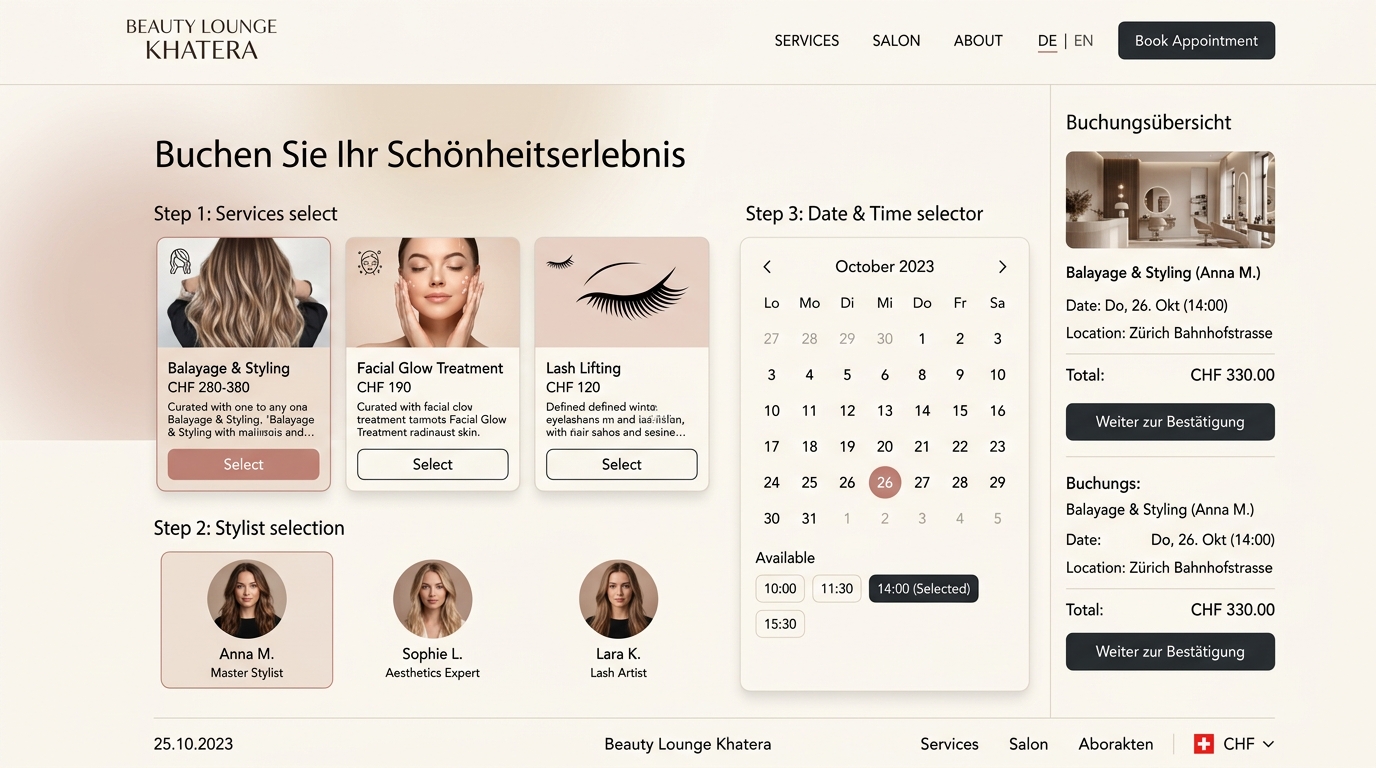Production interface of Premium salon booking platform